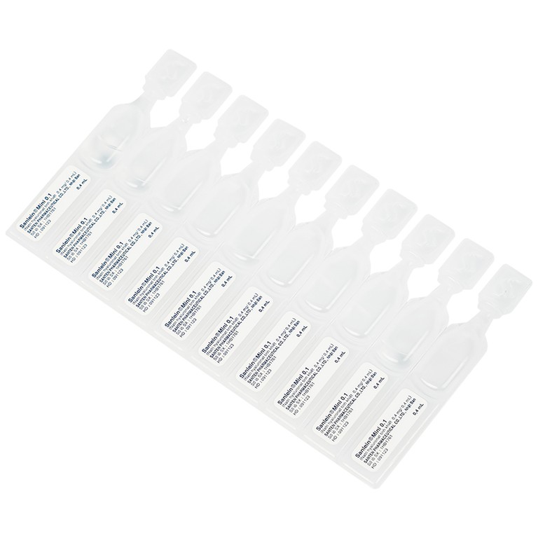 Thuốc nhỏ mắt Sanlein Mini 0.1% Santen hỗ trợ điều trị rối loạn biểu mô kết giác mạc (3 vỉ x 10 lọ x 0.4ml)