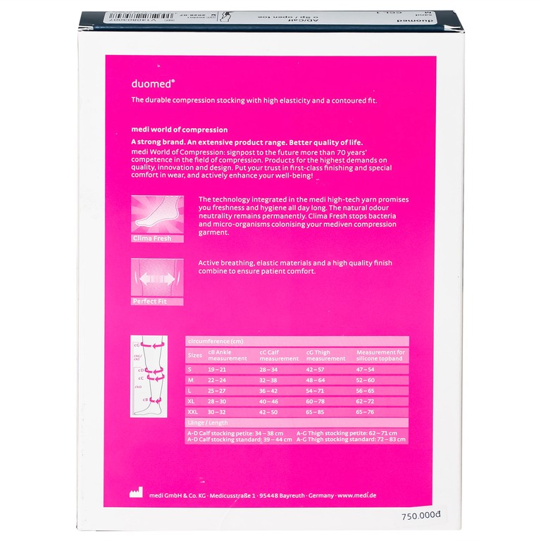 Vớ gối y khoa Duomed size M hỗ trợ điều trị suy tĩnh mạch, phù chân, đau nhức chân