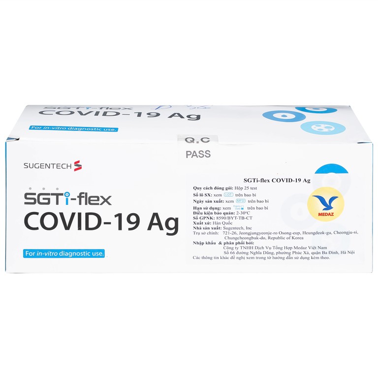 Kít test covid SGTi-flex SUGENTECH khay thử xét nghiệm kháng nguyên SAR CoV-2 (25 kít)