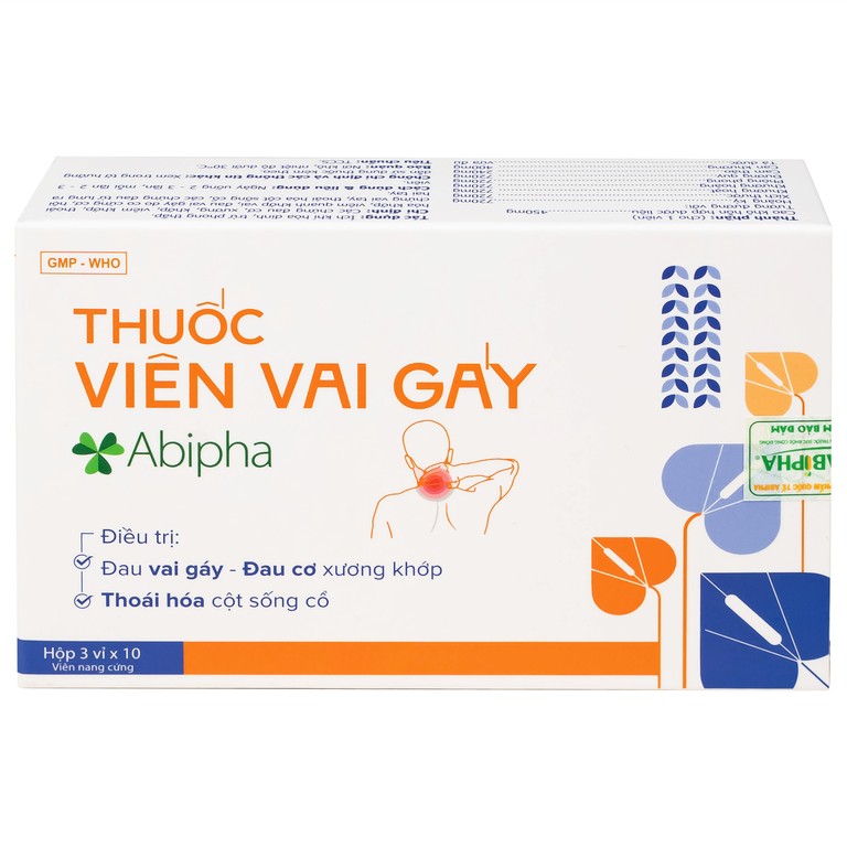 Viên vai gáy Abipha giảm đau nhức vai gáy, cơ xương khớp, tăng cường lưu thông khí huyết (3 vỉ x 10 viên)