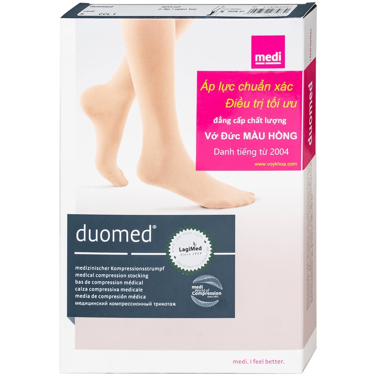 Vớ gối y khoa Duomed size S hỗ trợ điều trị suy tĩnh mạch, phù chân, đau nhức chân