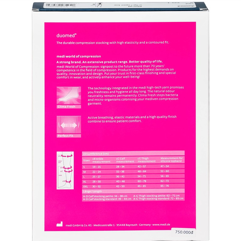 Vớ gối y khoa Duomed size S hỗ trợ điều trị suy tĩnh mạch, phù chân, đau nhức chân
