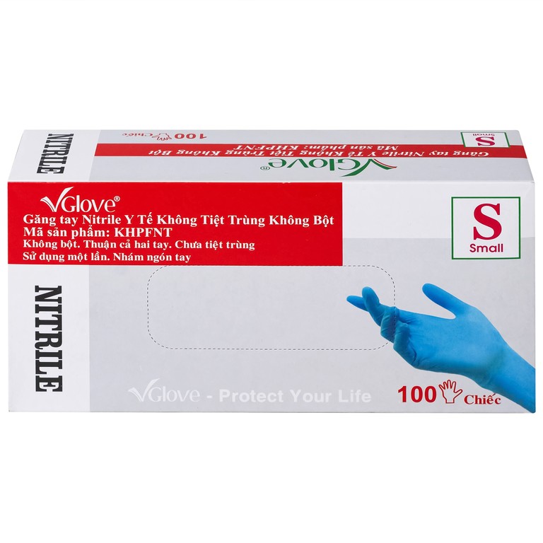 Găng tay phẫu thuật VGlove size S màu xanh không bột (100 chiếc)