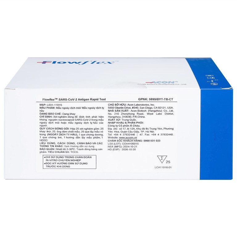 Kít test covid Flowflex khay thử xét nghiệm kháng nguyên SAR CoV-2 (25 kít)