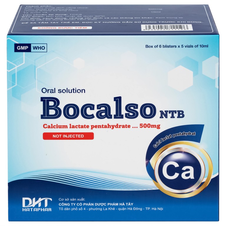 Thuốc Bocalso NTB Pharma bổ sung canxi cho các trường hợp có nguy cơ thiếu canxi (6 vỉ x 5 ống)