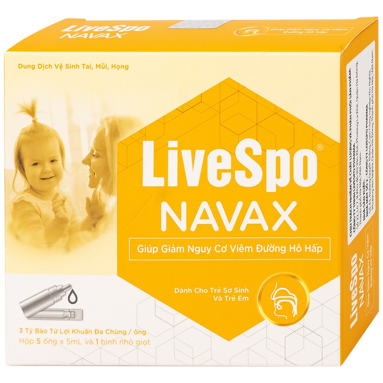 Dung dịch vệ sinh tai, mũi, họng Livespo Navax 5ml giảm sổ mũi, viêm tai, viêm xoang (5 ống và 1 bình nhỏ giọt)