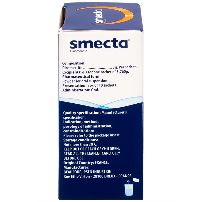 Thuốc bột pha hỗn dịch uống Smecta Ipsen hương cam & vani điều trị tiêu chảy, bảo vệ niêm mạc tiêu hoá (10 gói)