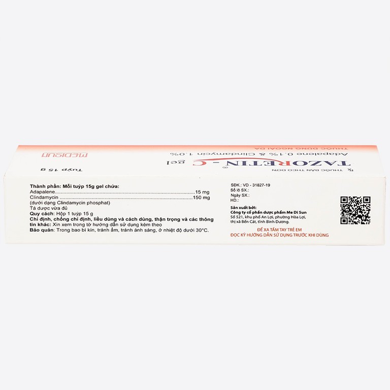 Thuốc bôi ngoài da Tazoretin - C Gel 15g Medisun điều trị tại chỗ mụn trứng cá