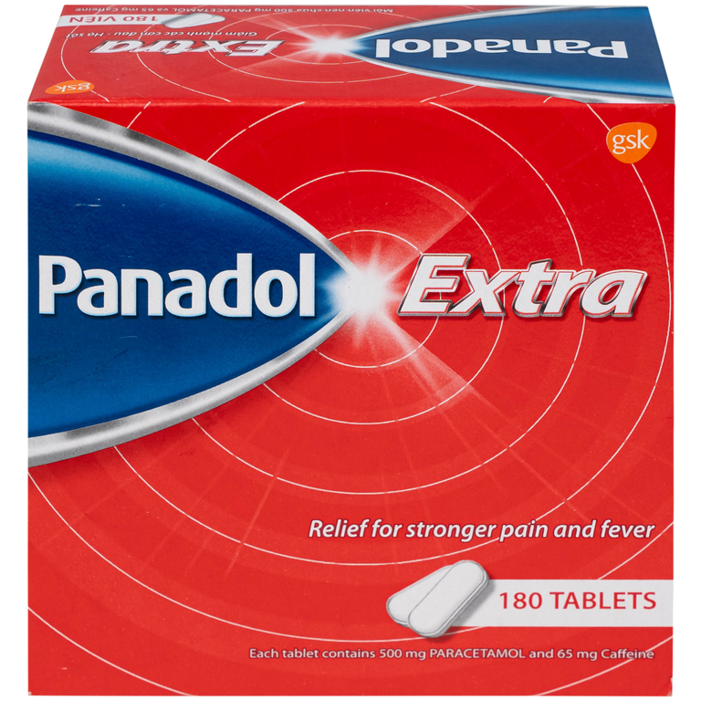 Viên nén Panadol Extra đỏ GSK giảm mạnh các cơn đau, hạ sốt, điều trị đau đầu, đau lưng (15 vỉ x 12 viên) 