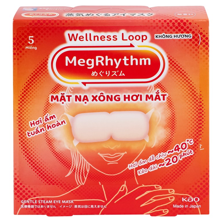 Mặt nạ xông hơi mắt MegRhythm KAO không hương dễ chịu, thư giãn đôi mắt (5 miếng)
