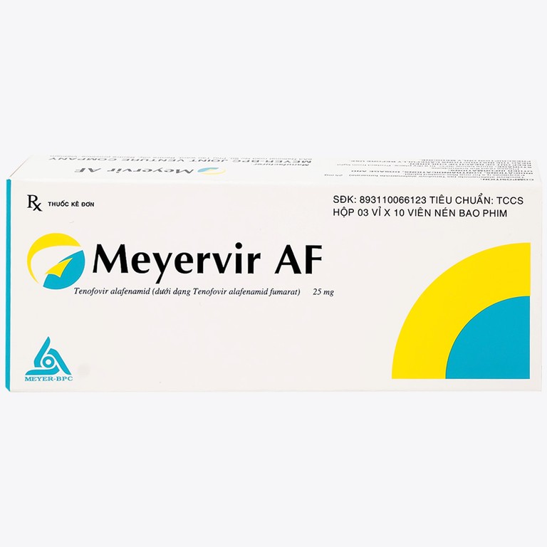 Thuốc Meyervir AF 25mg Meyer-BPC điều trị viêm gan siêu vi B mạn tính (3 vỉ x 10 viên)