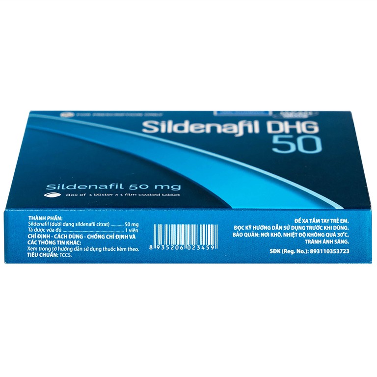 Thuốc Sildenafil 50 DHG điều trị các tình trạng rối loạn cương dương (1 vỉ x 1 viên)