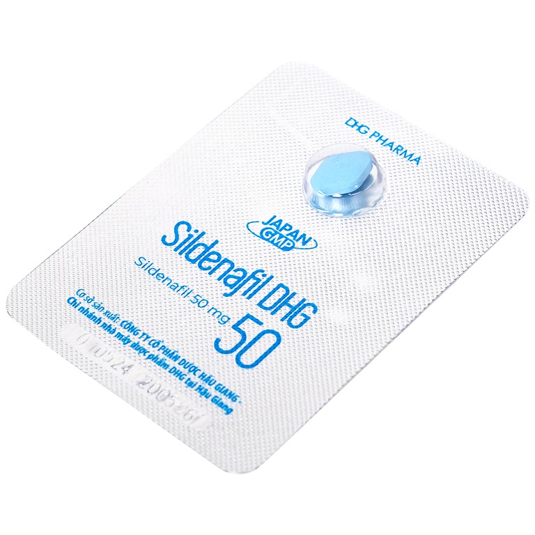 Thuốc Sildenafil 50 DHG điều trị các tình trạng rối loạn cương dương (1 vỉ x 1 viên)