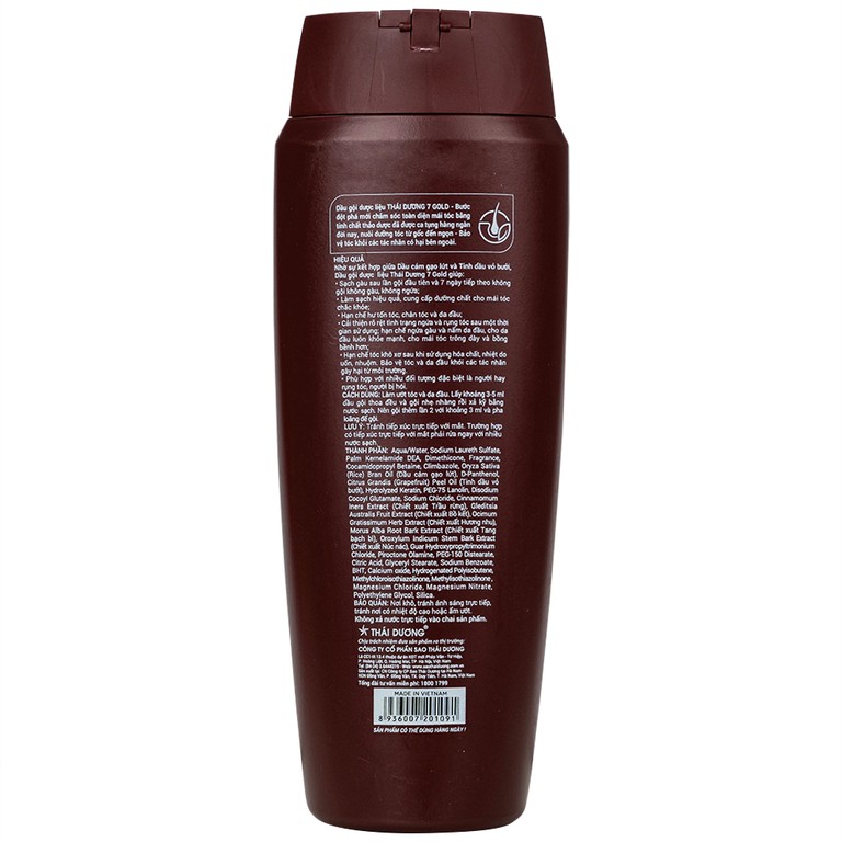 Dầu gội dược liệu Thái Dương 7 Gold hỗ trợ giảm gàu, ngứa và tóc gãy rụng (200ml)