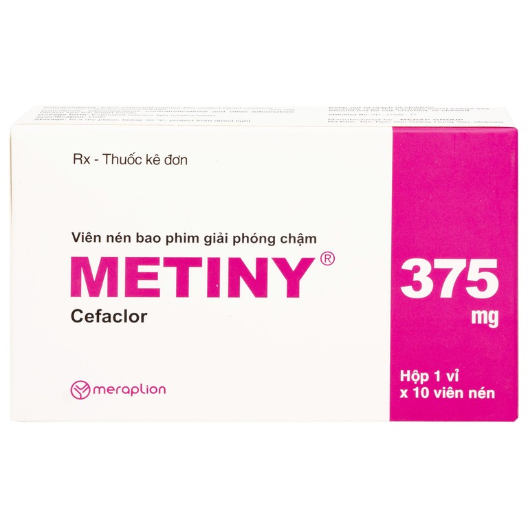 Thuốc Metiny 375mg Merap Group điều trị các bệnh lý nhiễm trùng viêm phế quản cấp (1 vỉ x 10 viên)