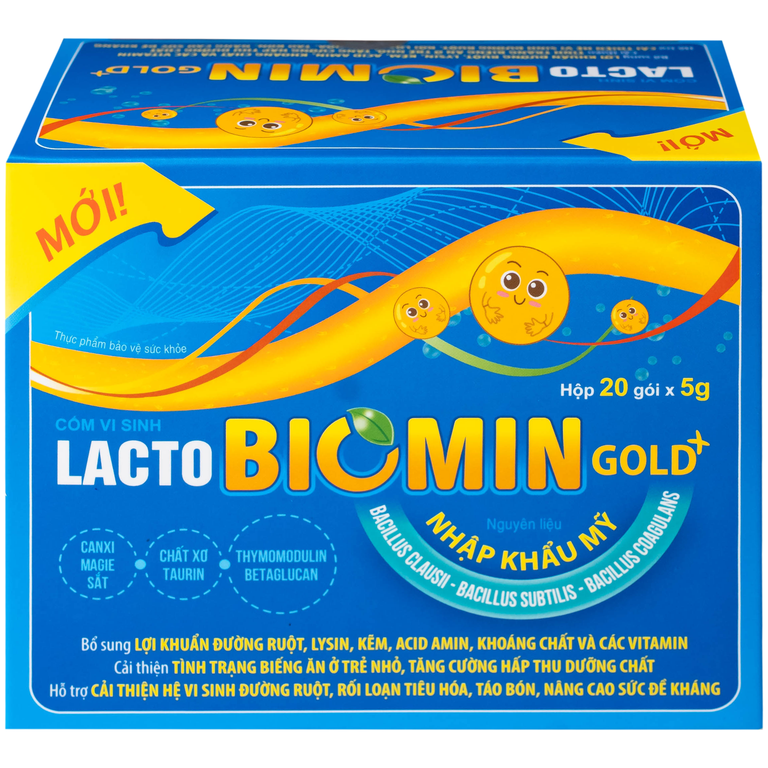 Cốm vi sinh bổ sung lợi khuẩn đường ruột Lacto Biomin Gold+ New Hdpharma (20 gói x 5g)