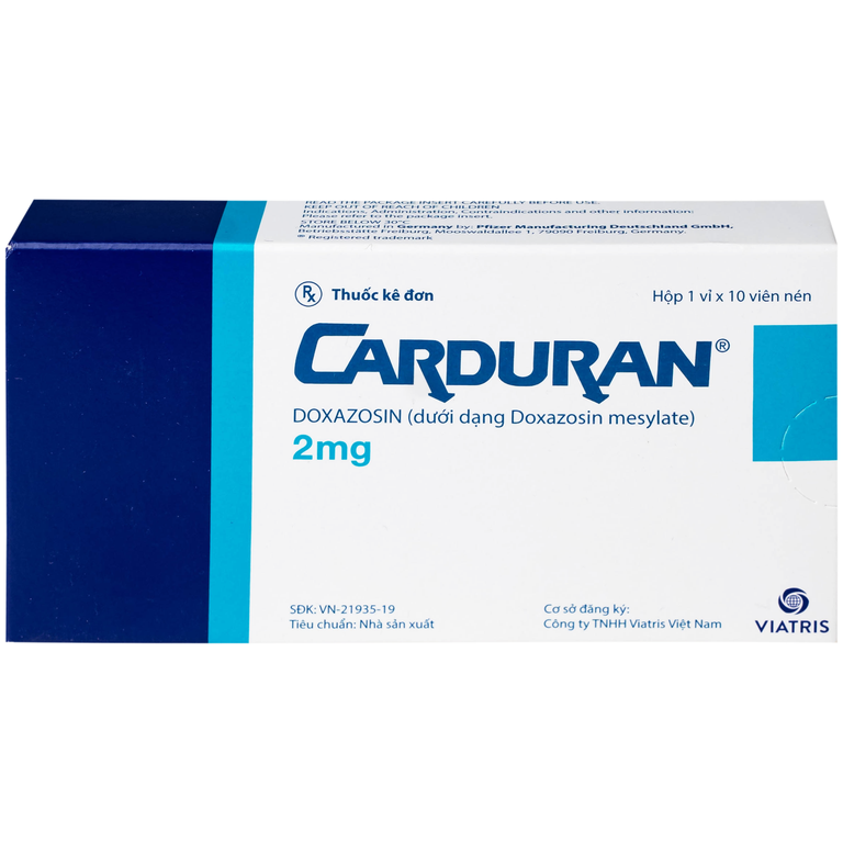 Thuốc Carduran 2mg Viatris điều trị tăng huyết áp, u xơ tiền liệt tuyến (1 vỉ x 10 viên)