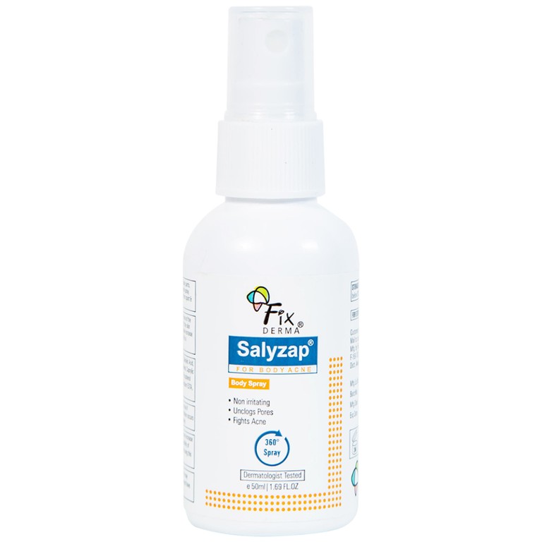 Xịt mụn Fixderma Salyzap giảm mụn trên lưng và toàn thân, kiểm soát dầu (50ml)