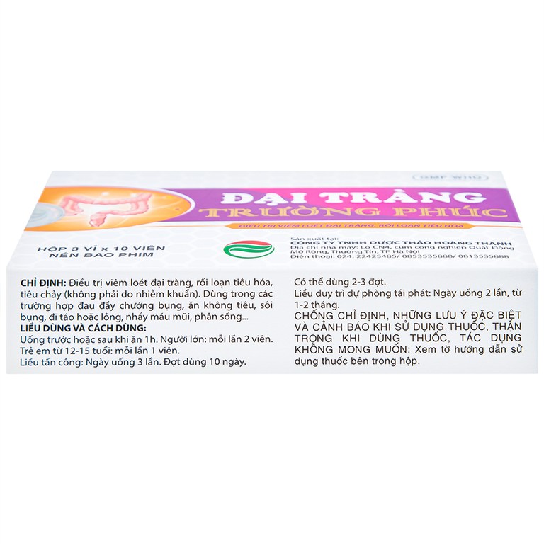 Thuốc Đại Tràng Trường Phúc điều trị viêm loét đại tràng, rối loạn tiêu hóa (3 vỉ x 10 viên)