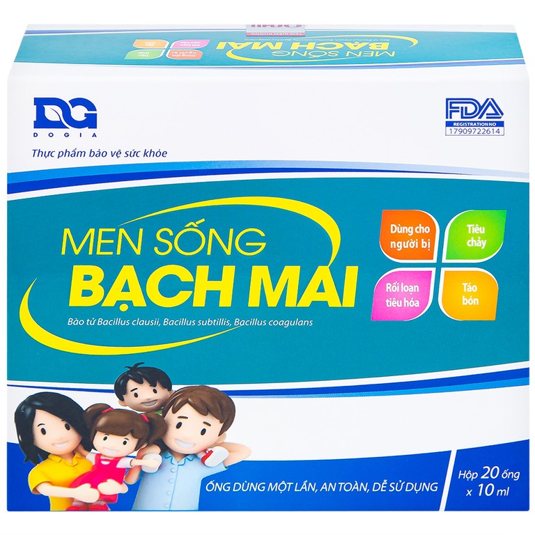 Men sống Bạch Mai bổ sung lợi khuẩn đường tiêu hóa và kẽm, tăng cường tiêu hóa (20 ống x 10ml)