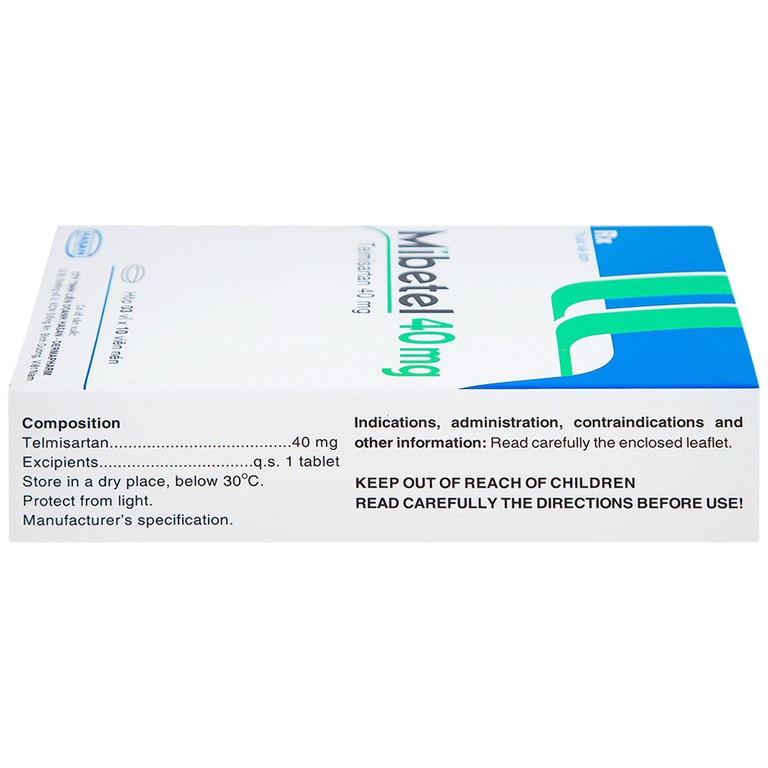 Viên nén Mibetel 40mg Hasan điều trị tăng huyết áp (3 vỉ x 10 viên)