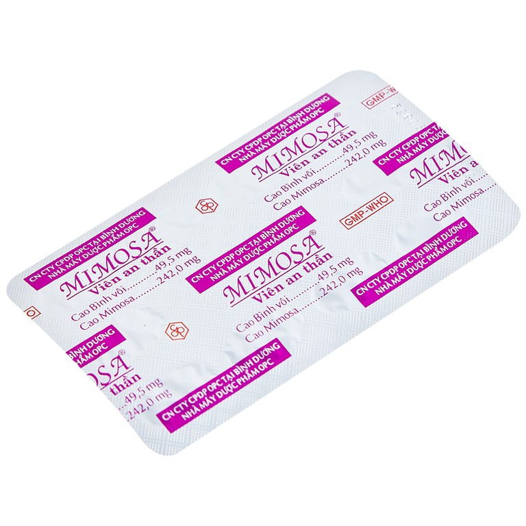 Viên an thần Mimosa OPC dùng cho trường hợp mất ngủ, suy nhược thần kinh (5 vỉ x 10 viên)
