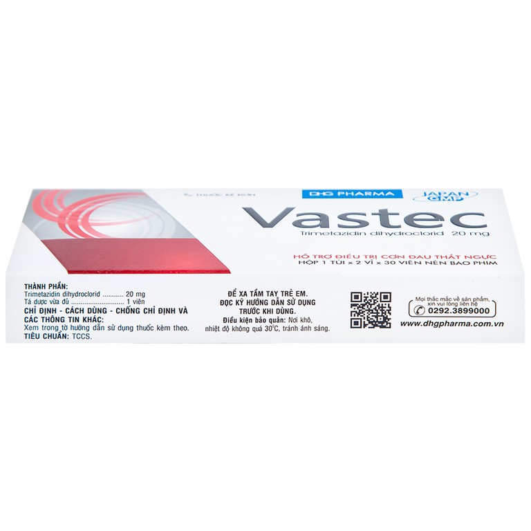 Thuốc Vastec DHG điều trị đau thắt ngực ổn định (2 vỉ x 30 viên)