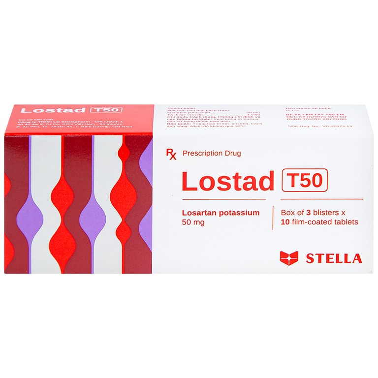 Thuốc Lostad T50 50mg Stella điều trị tăng huyết áp (3 vỉ x 10 viên)