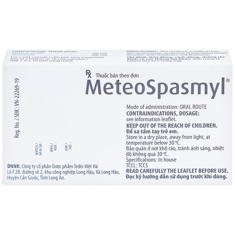 Thuốc Meteospasmyl Mayoly Spindler điều trị các rối loạn đường ruột (2 vỉ x 10 viên)