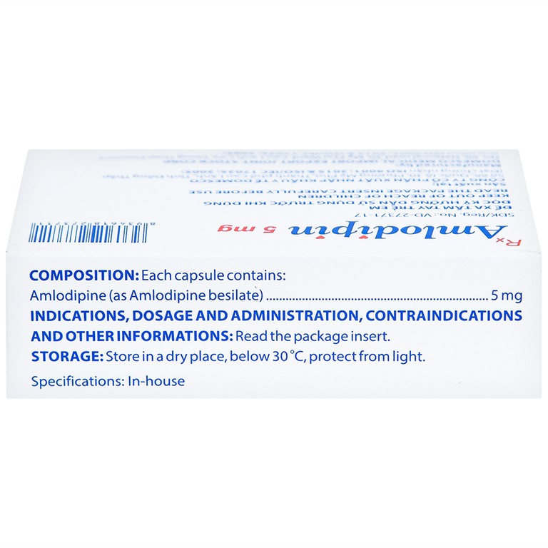 Thuốc Amlodipin 5mg Domesco điều trị tăng huyết áp, đau thắt ngực (3 vỉ x 10 viên)