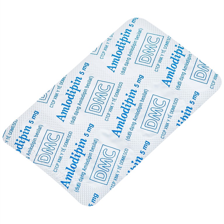 Thuốc Amlodipin 5mg Domesco điều trị tăng huyết áp, đau thắt ngực (3 vỉ x 10 viên)
