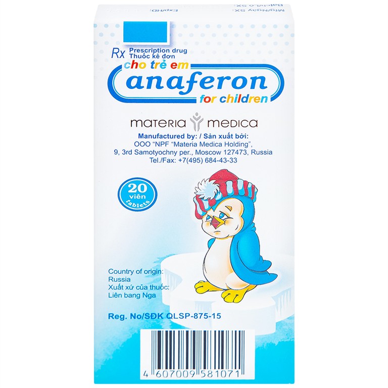 Thuốc Anaferon For Children Materia điều trị và dự phòng nhiễm virus (1 vỉ x 20 viên)