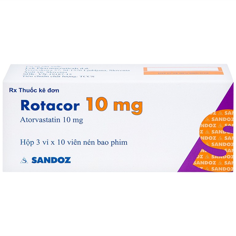 Thuốc Rotacor 10mg Sandoz điều trị tăng cholesterol toàn phần (3 vỉ x 10 viên)