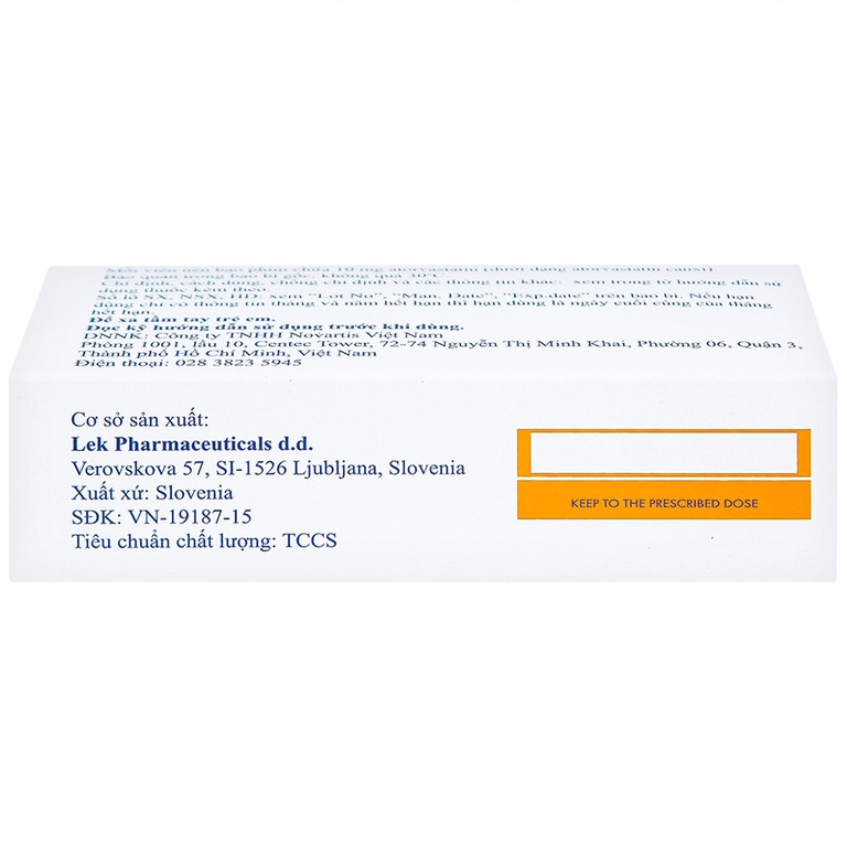 Thuốc Rotacor 10mg Sandoz điều trị tăng cholesterol toàn phần (3 vỉ x 10 viên)