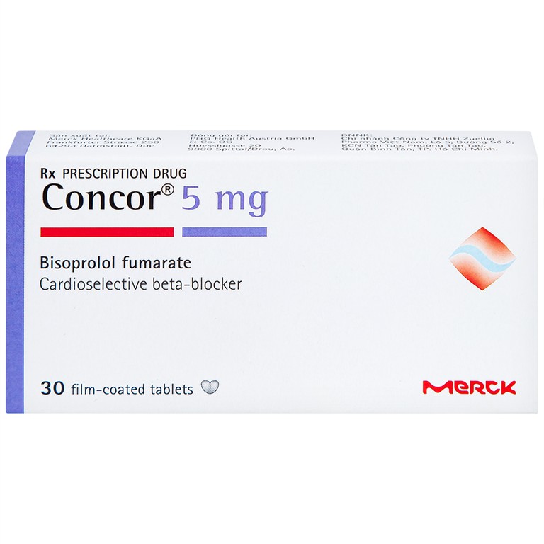 Thuốc Concor 5mg Merck điều trị tăng huyết áp, đau thắt ngực (3 vỉ x 10 viên)