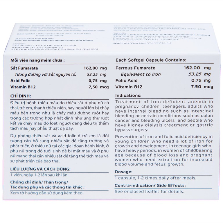Thuốc Ferrovit MEGA We care điều trị thiếu máu do thiếu sắt (5 vỉ x 10 viên)