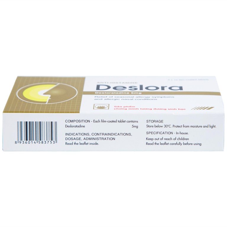 Thuốc Deslora 5mg giảm các triệu chứng dị ứng theo mùa và viêm mũi dị ứng (3 vỉ x 10 viên)