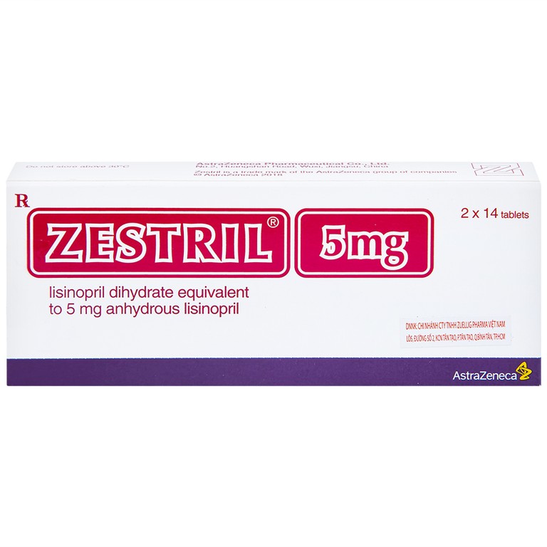Thuốc Zestril 5mg AstraZeneca điều trị tăng huyết áp, suy tim (2 vỉ x 14 viên)