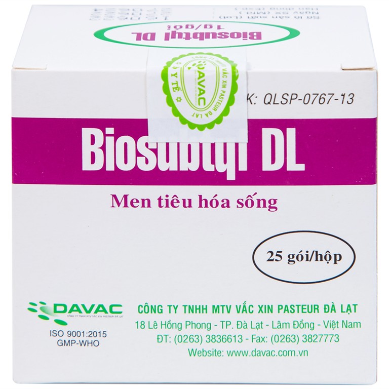 Men tiêu hoá sống Biosubtyl DL Davac điều trị tiêu chảy, viêm đại tràng, rối loạn tiêu hoá (25 gói)