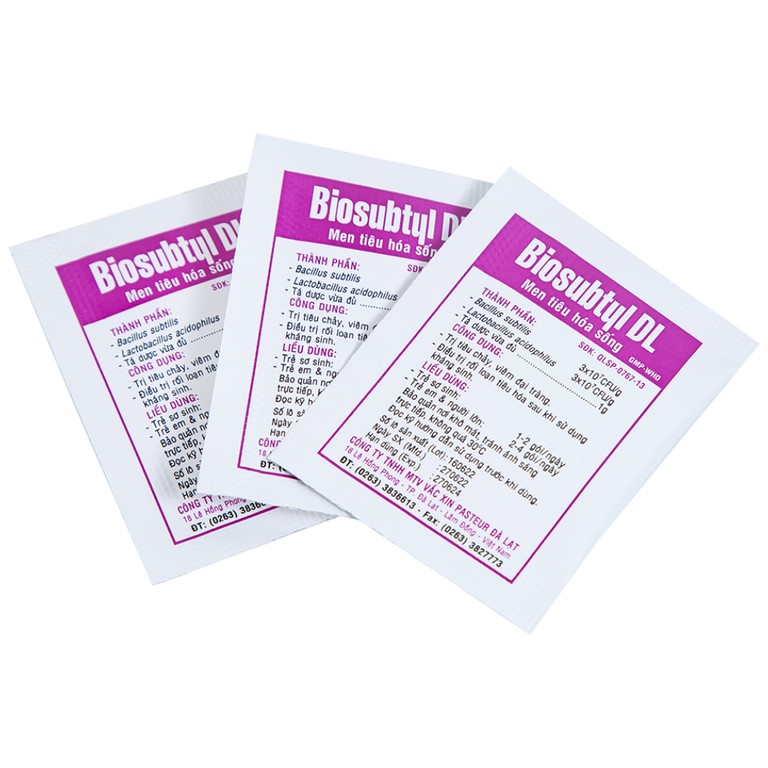 Men tiêu hoá sống Biosubtyl DL Davac điều trị tiêu chảy, viêm đại tràng, rối loạn tiêu hoá (25 gói)