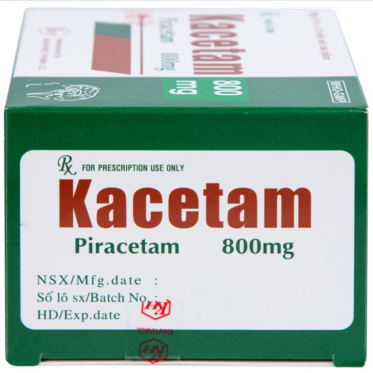 Viên nén Kacetam 800mg Khapharco điều trị rung giật cơ có nguồn gốc vỏ não, thiếu máu não (10 vỉ x 10 viên)