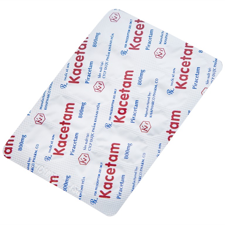 Viên nén Kacetam 800mg Khapharco điều trị rung giật cơ có nguồn gốc vỏ não, thiếu máu não (10 vỉ x 10 viên)