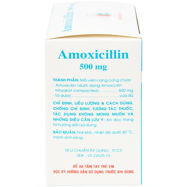 Thuốc Amoxicillin 500mg Domesco điều trị nhiễm khuẩn (10 vỉ x 10 viên)