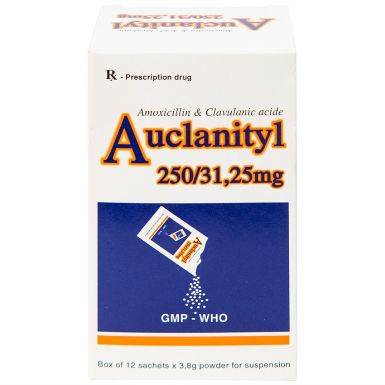Bột Auclanityl 250/31.25mg Tipharco điều trị nhiễm khuẩn (12 gói x 3,8g) 