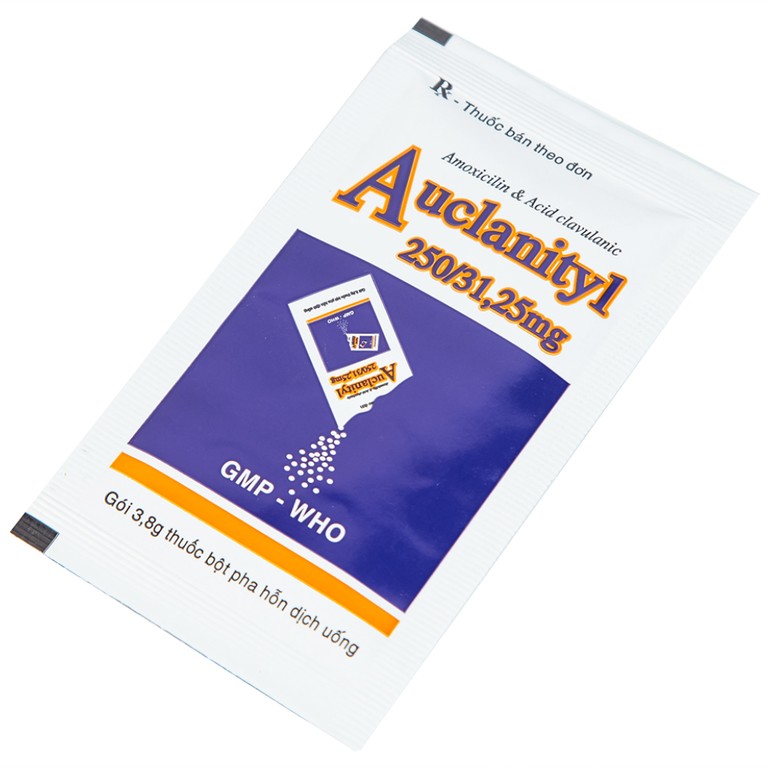 Bột Auclanityl 250/31.25mg Tipharco điều trị nhiễm khuẩn (12 gói x 3,8g) 