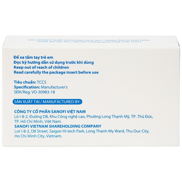 Thuốc Alpha Chymotrypsine Choay Sanofi điều trị phù nề sau chấn thương, phẩu thuật, bỏng (2 vỉ x 15 viên)