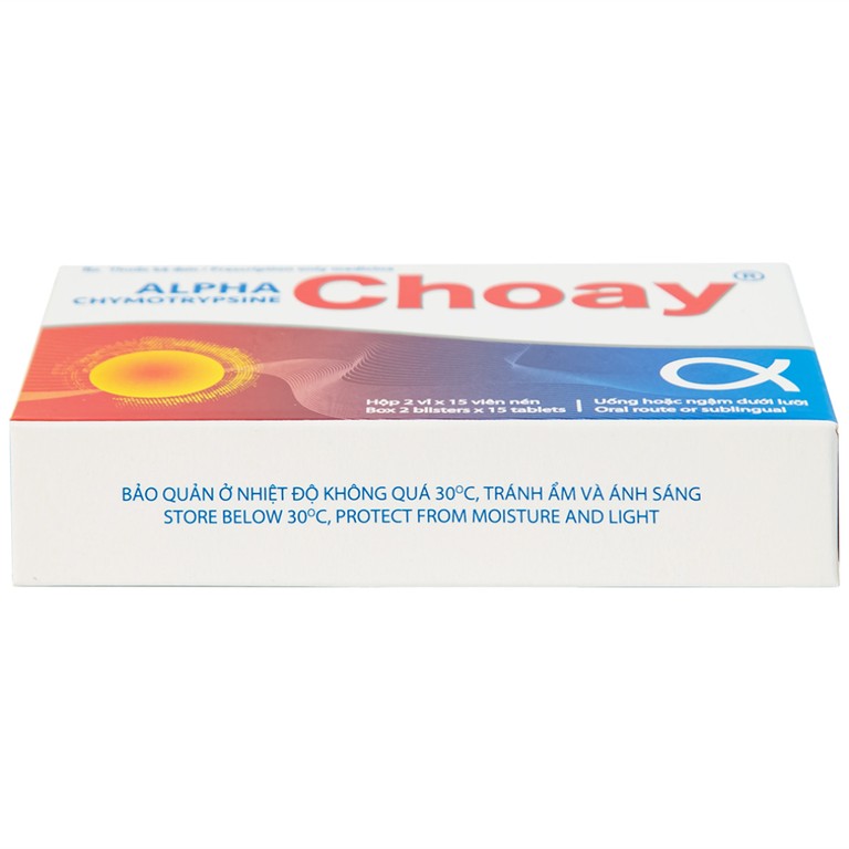 Thuốc Alpha Chymotrypsine Choay Sanofi điều trị phù nề sau chấn thương, phẩu thuật, bỏng (2 vỉ x 15 viên)