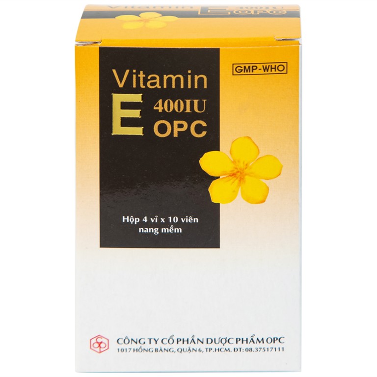 Thuốc Vitamin E 400IU OPC hỗ trợ điều trị thiếu Vitamin E (4 vỉ x 10 viên)