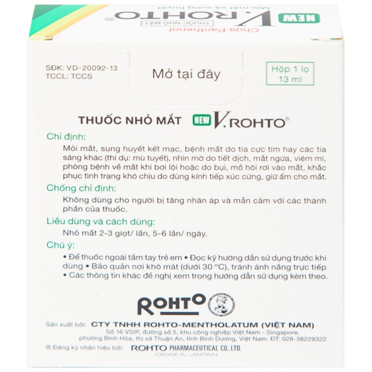 Thuốc nhỏ mắt New V.Rohto điều trị mỏi mắt, sung huyết kết mạc (13ml)