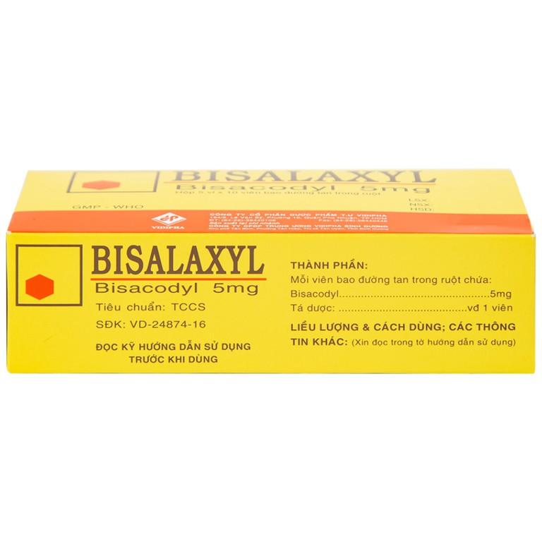 Thuốc Bisalaxyl Vidipha điều trị táo bón (5 vỉ x 10 viên)